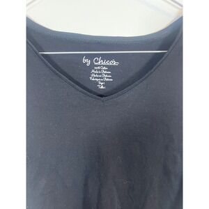 Chico's Womens Tank Top 100% Cotton V-Neck Black Size 1 Medium